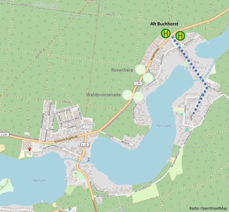 Open StreetMaps Karte des Christian-Schreiber-Haus un der Nahen Haltestelle